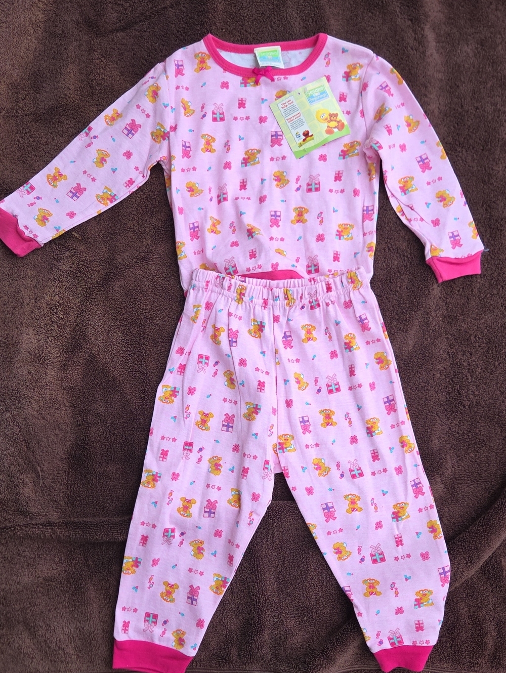 Sesame Street Pink Baby Pajama Top with Multicolor Character Prints